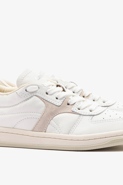 George Sneaker In White Leather and Mushroom Grey Suede