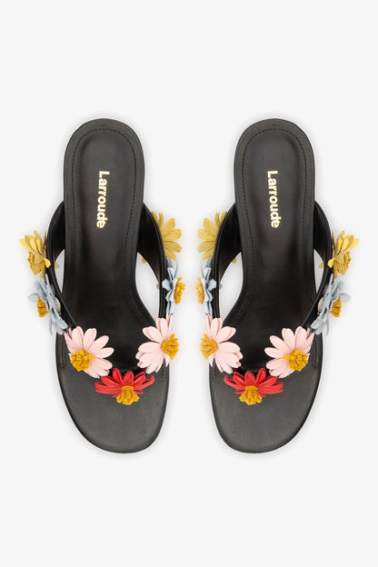 Fiore Thong Sandal Black Leather