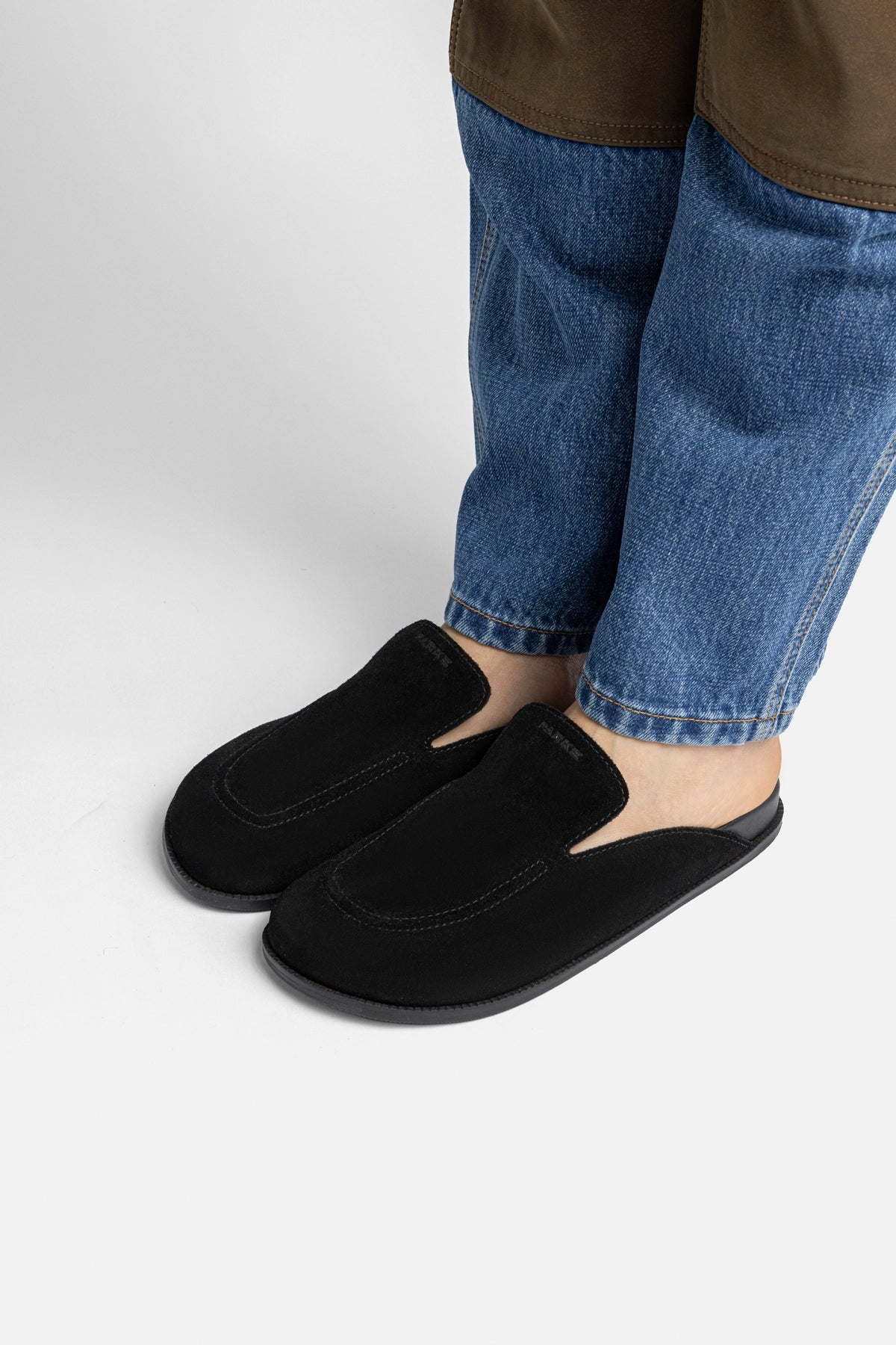 Larroudé x Parke Clog In Black Suede
