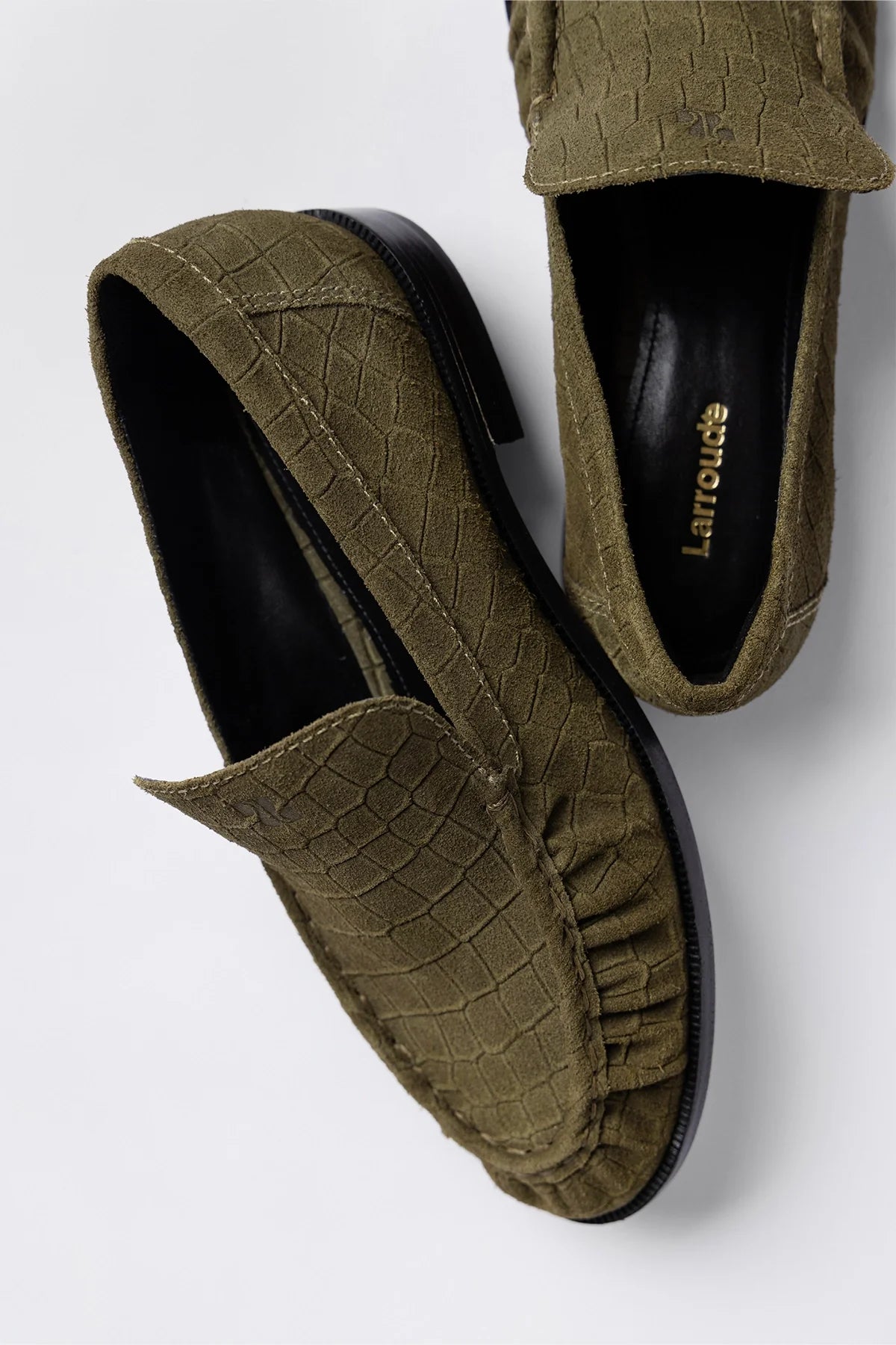 Margaux Loafer Olive Croco Suede