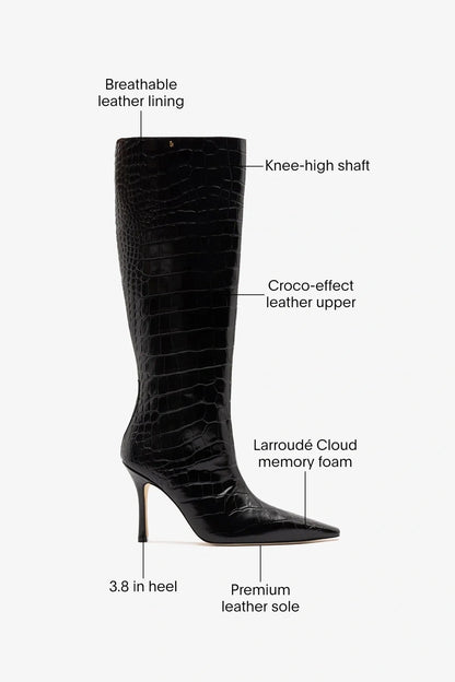 Carine Boot Black Croco Patent Leather