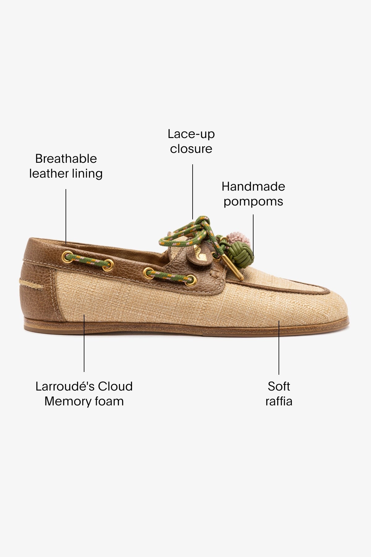 Cyprus Boat Shoe In Beige Raffia And Brown Leather