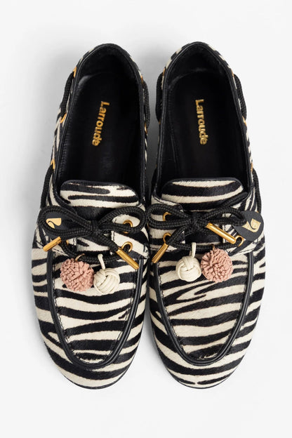 Cyprus Boat Shoe Zebra Hair Leather