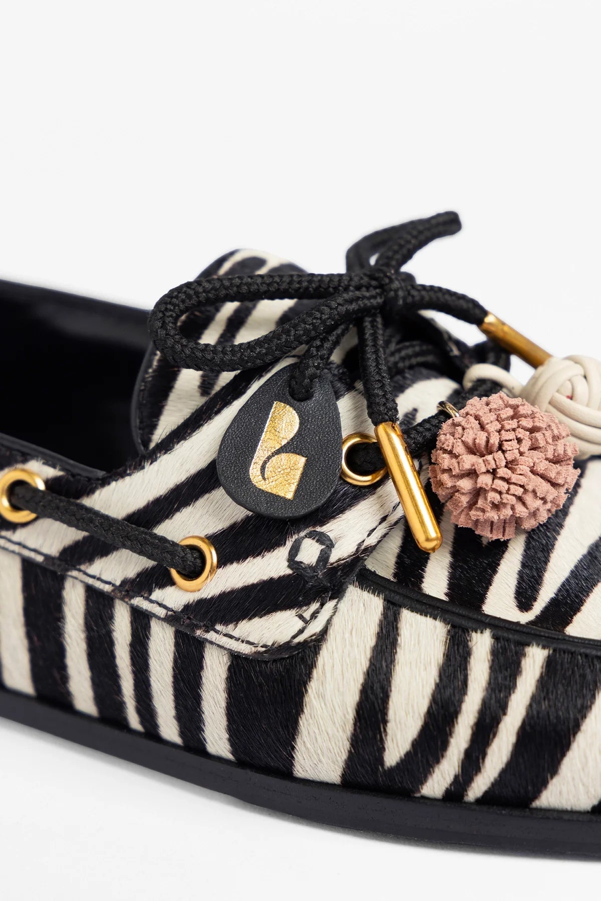 Cyprus Boat Shoe Zebra Hair Leather