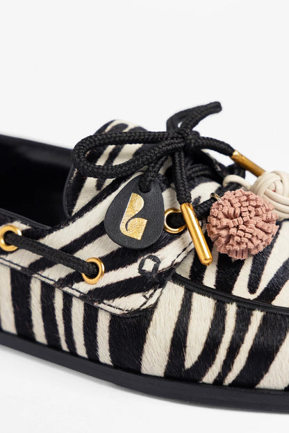 Cyprus Boat Shoe Zebra Hair Leather