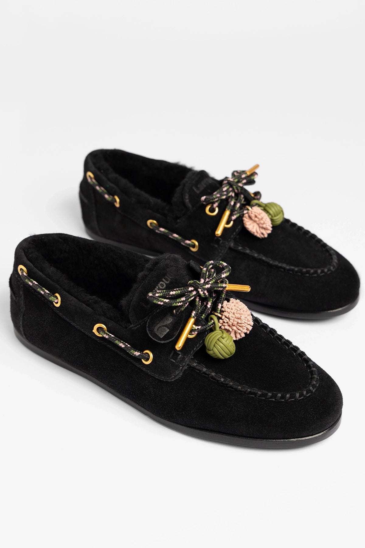 Cyprus Shearling Boat Shoe Black Suede
