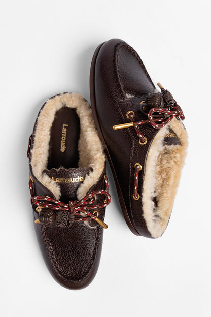 Cyprus Shearling Mule Brown Leather