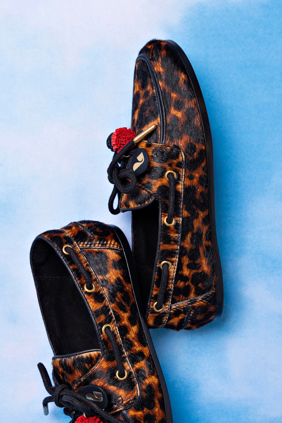 Cyprus Boat Shoe In Leopard Print Calf Hair Leather