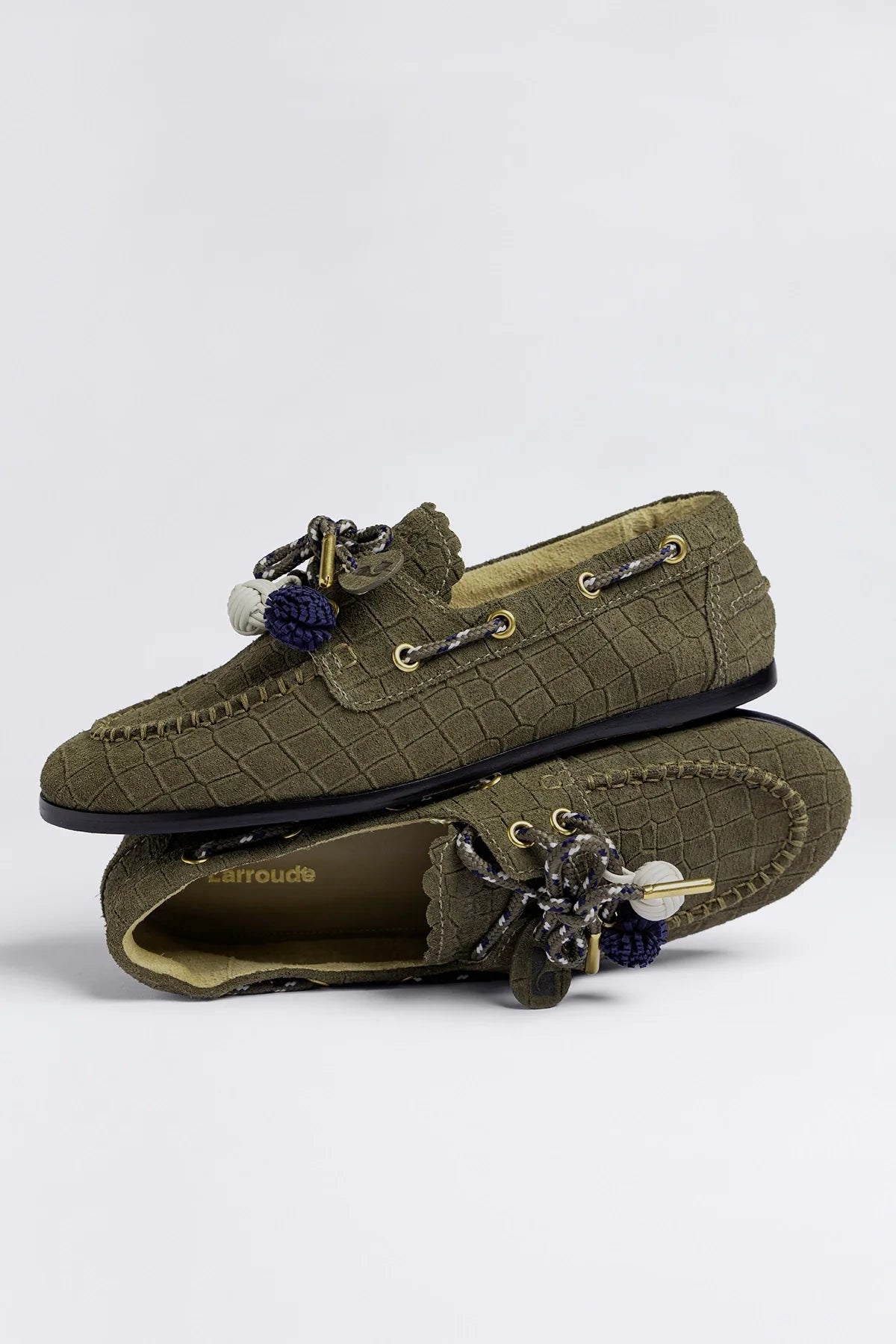 Cyprus Boat Shoe Olive Croco Suede