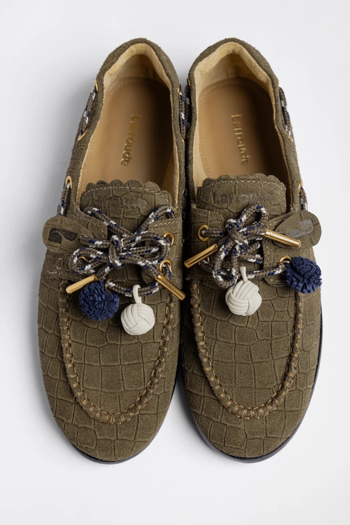 Cyprus Boat Shoe Olive Croco Suede