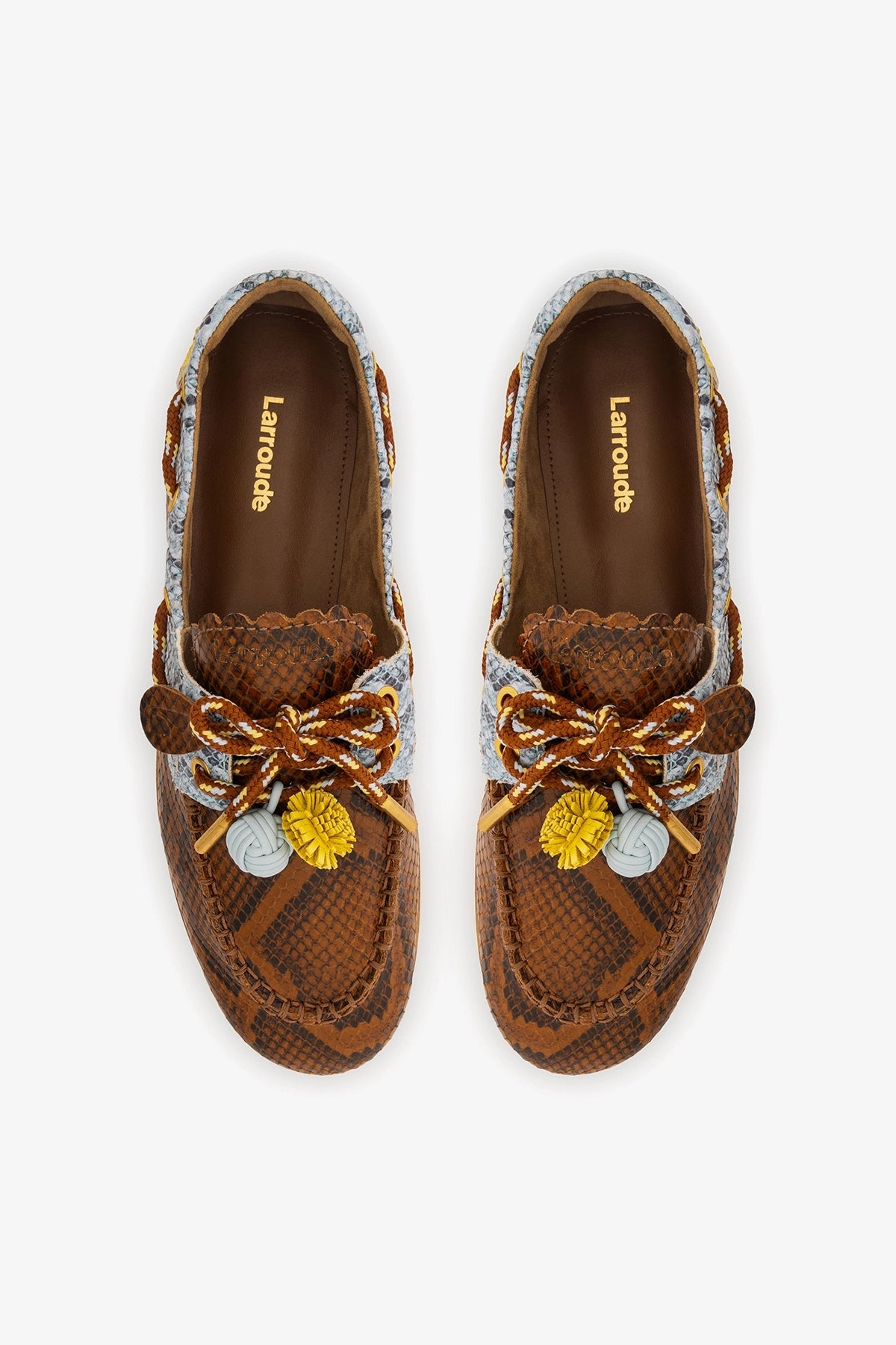 Cyprus Boat Shoe In Oud, Maya and Lemonade Python Embossed Leather