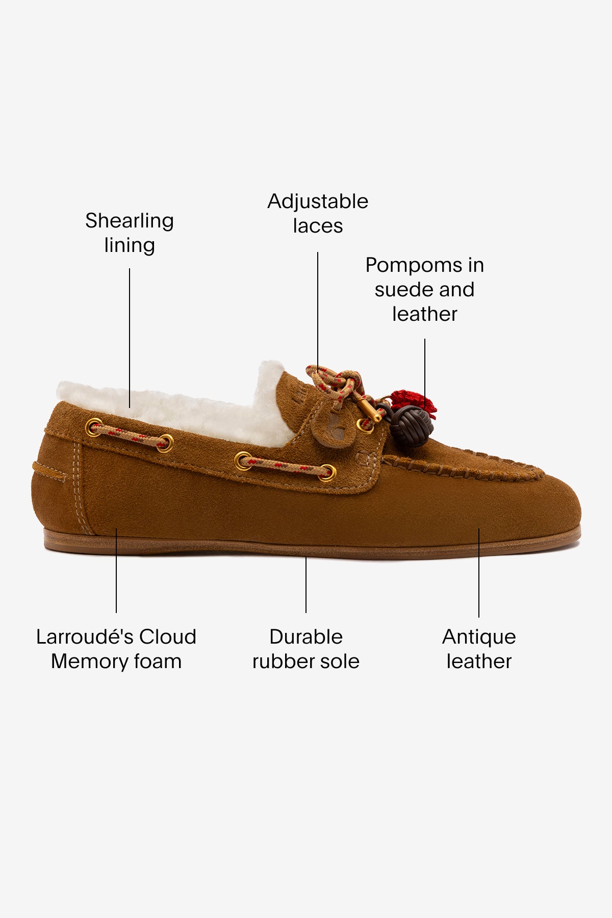 Cyprus Boat Shoe In Russet Suede and Natural Shearling