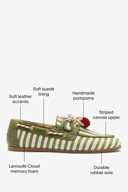 Cyprus Boat Shoe Seaweed Striped Canvas