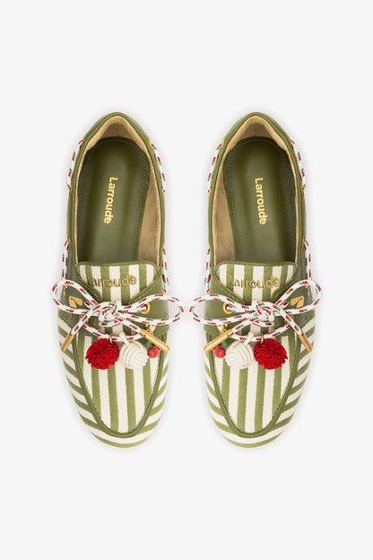 Cyprus Boat Shoe Seaweed Striped Canvas