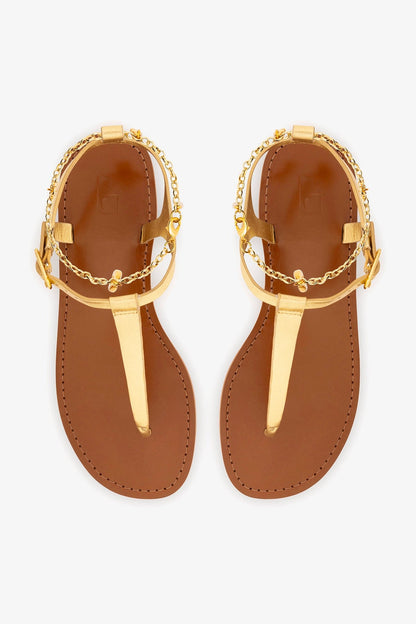 Gipsy Sandal In Gold Metallic Leather