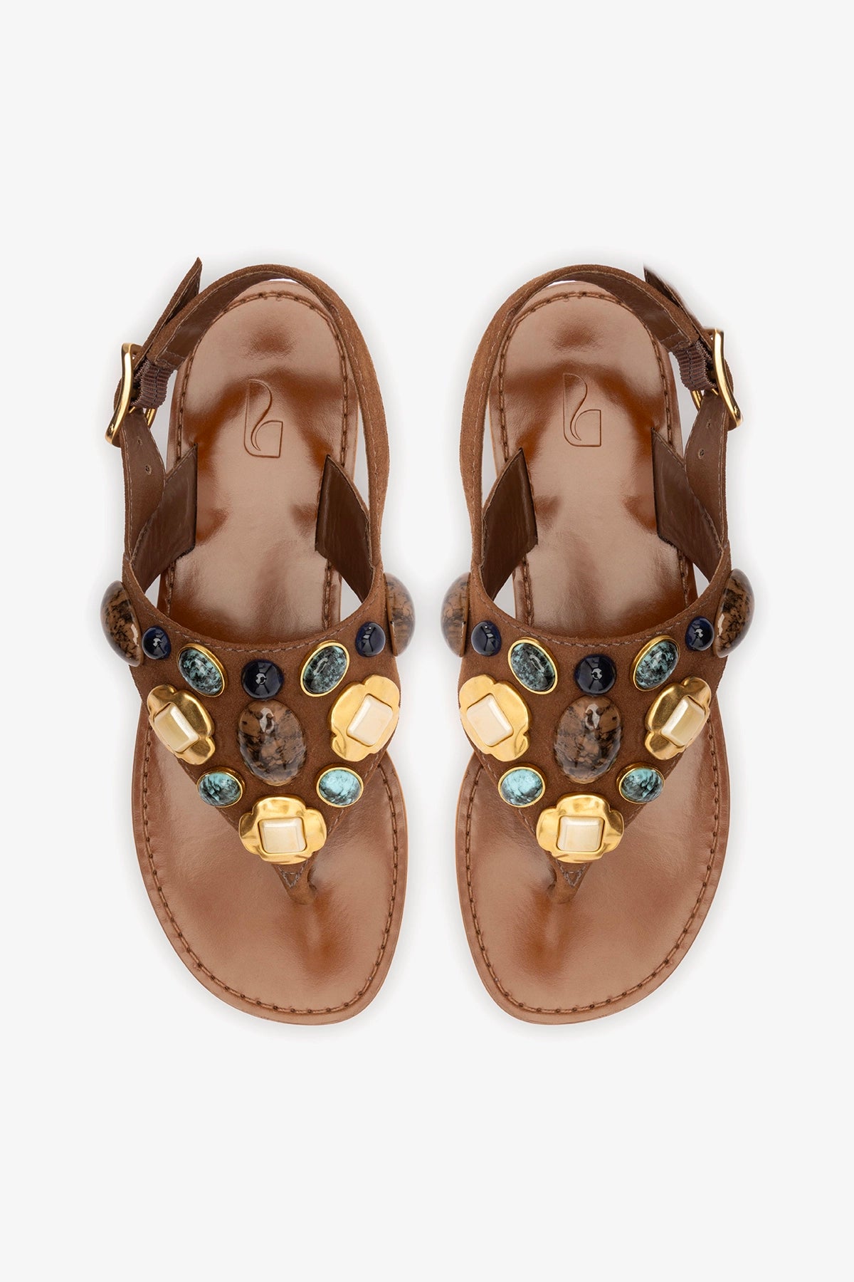 Talitha Flat Sandal In Brown Leather