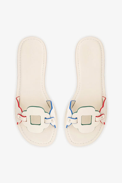 Margherita Slide In Ivory Leather