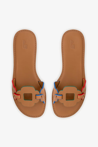 Margherita Slide In Caramel Leather
