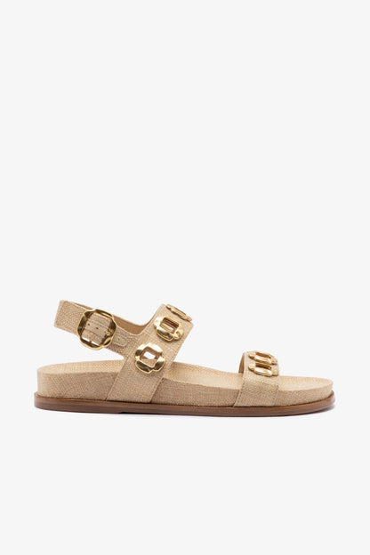 Milan Sport Sandal In Beige Raffia