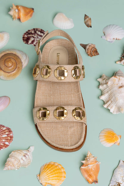 Milan Sport Sandal In Beige Raffia