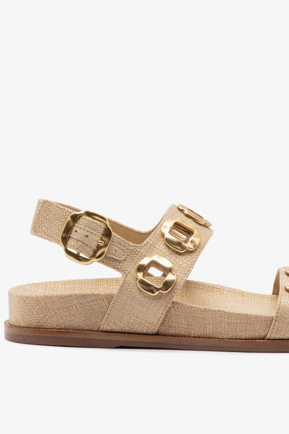 Milan Sport Sandal In Beige Raffia