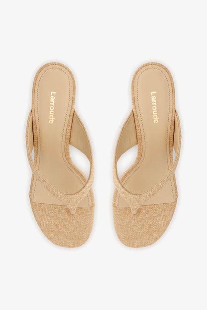 Gaia Low Wedge In Beige Raffia