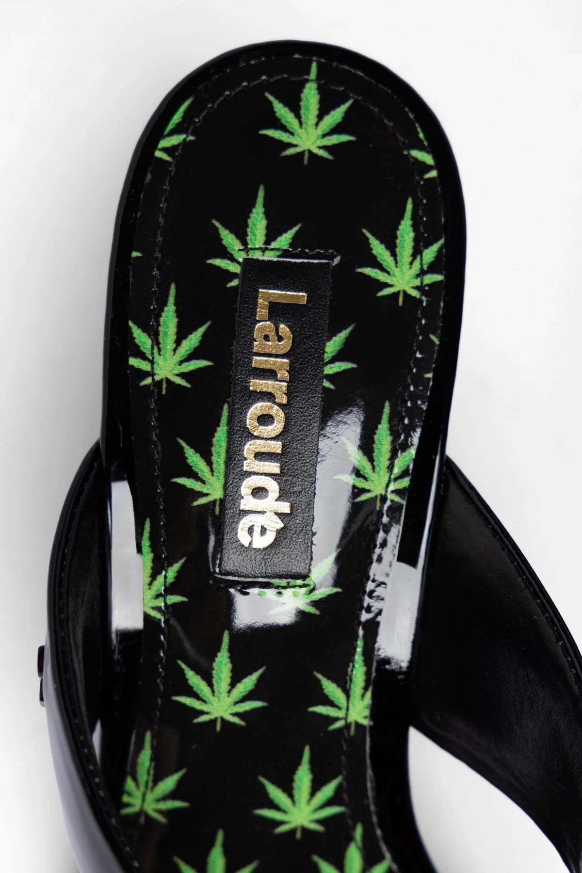 Gaia Low Wedge Sandal Black Patent Leather
