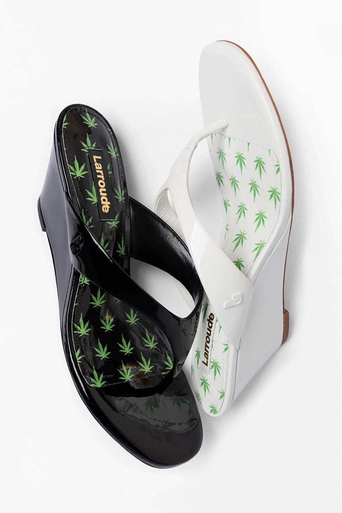 Gaia Low Wedge Sandal Black Patent Leather