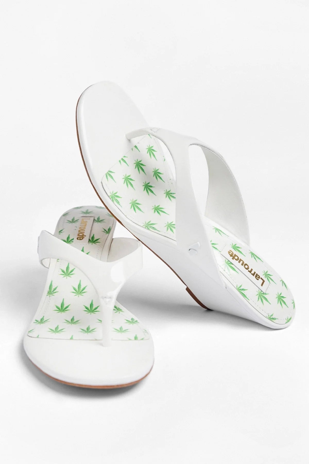 Gaia Low Wedge Sandal White Patent Leather