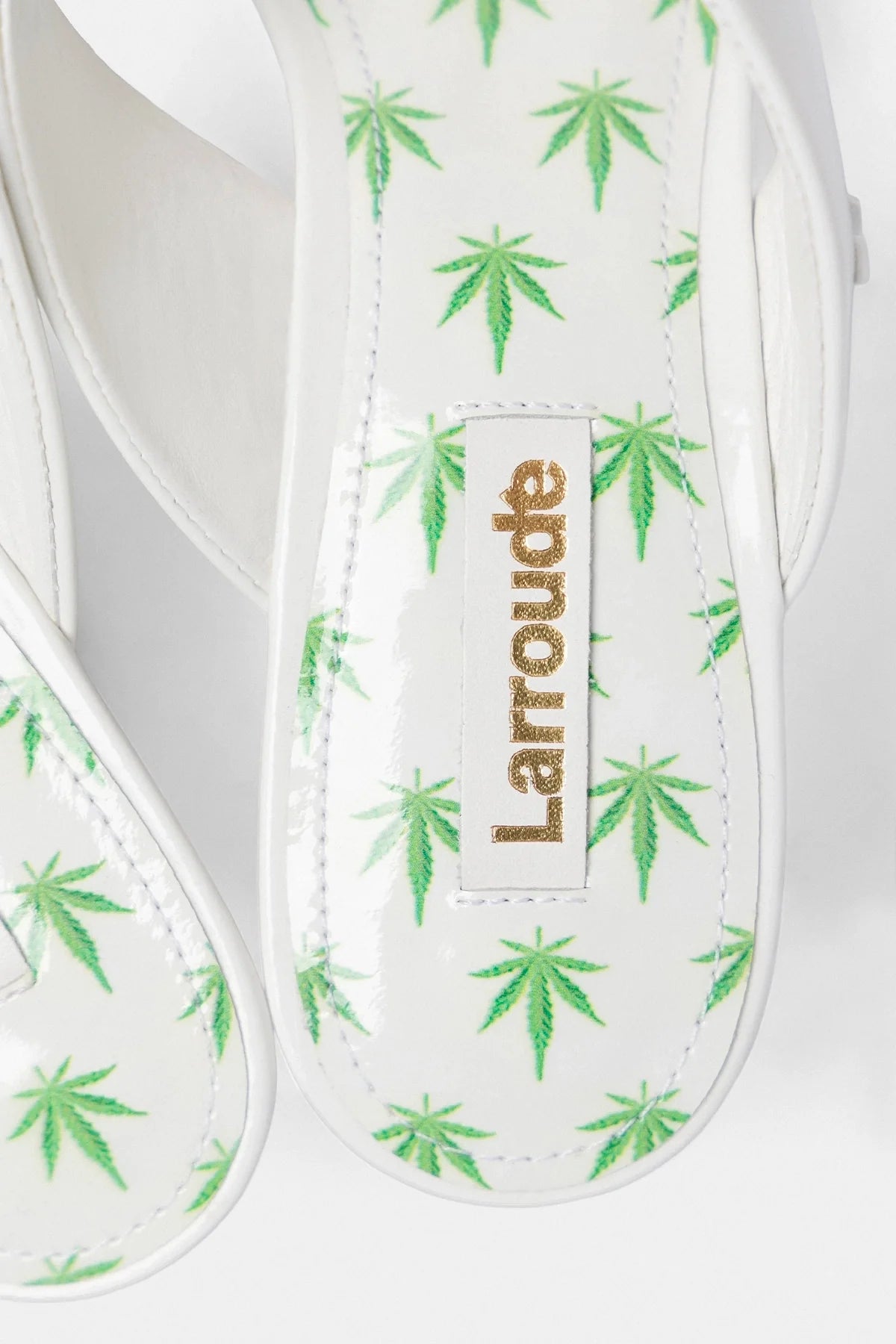 Gaia Low Wedge Sandal White Patent Leather