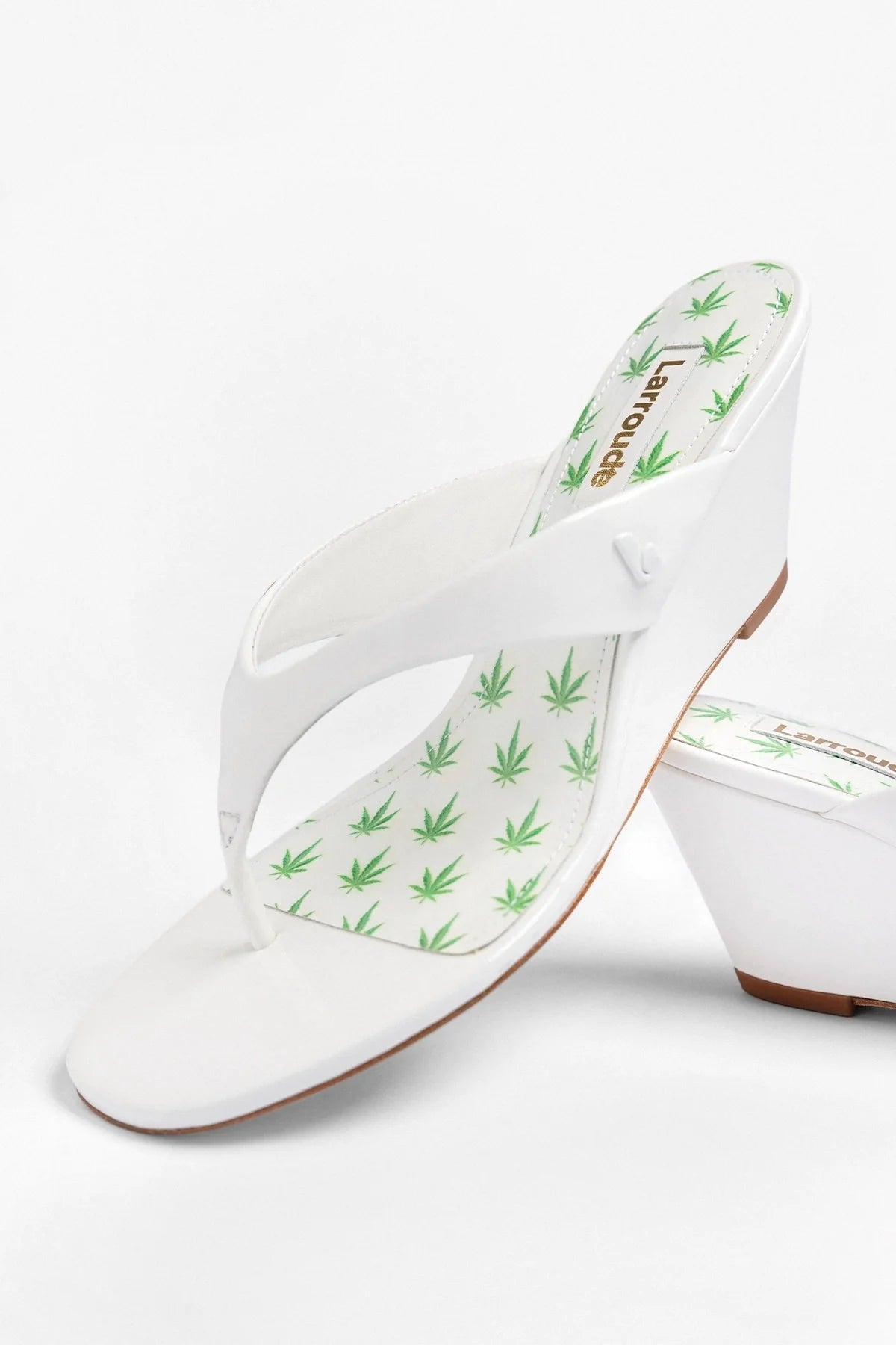 Gaia Low Wedge Sandal White Patent Leather