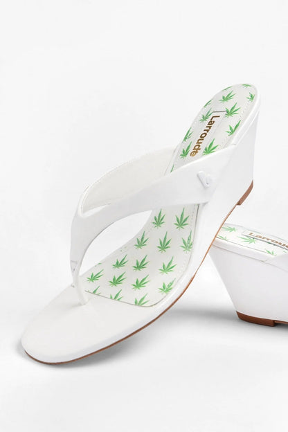 Gaia Low Wedge Sandal White Patent Leather