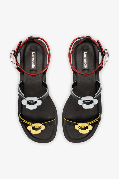 Tinx Flat Sandal In Black Leather