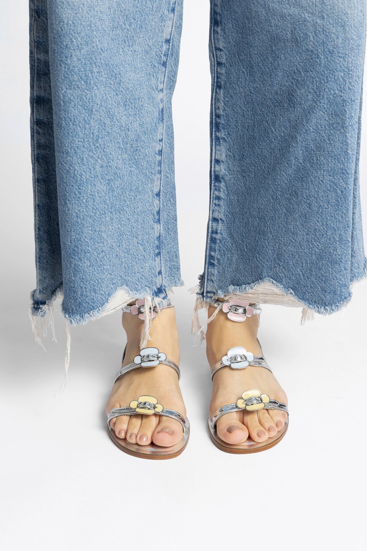 Tinx Flat Sandal In Silver Specchio