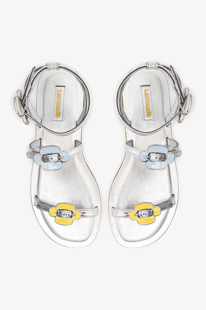 Tinx Flat Sandal In Silver Specchio