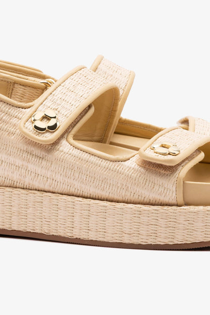 Jetty Sandal In Natural Beach Raffia and Beige Leather