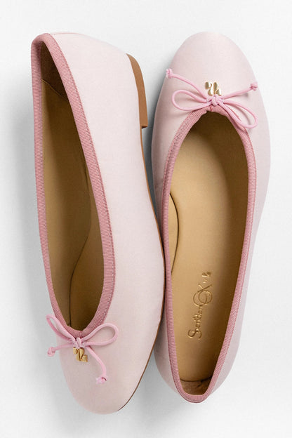 Larroudé by Sheridan Cox: Pavlova Ballet Flat Strawberry Cream Satin