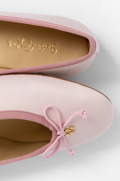 Larroudé by Sheridan Cox: Pavlova Ballet Flat Strawberry Cream Satin