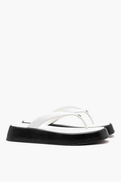 Roxy Thong Sandal Black and White Leather