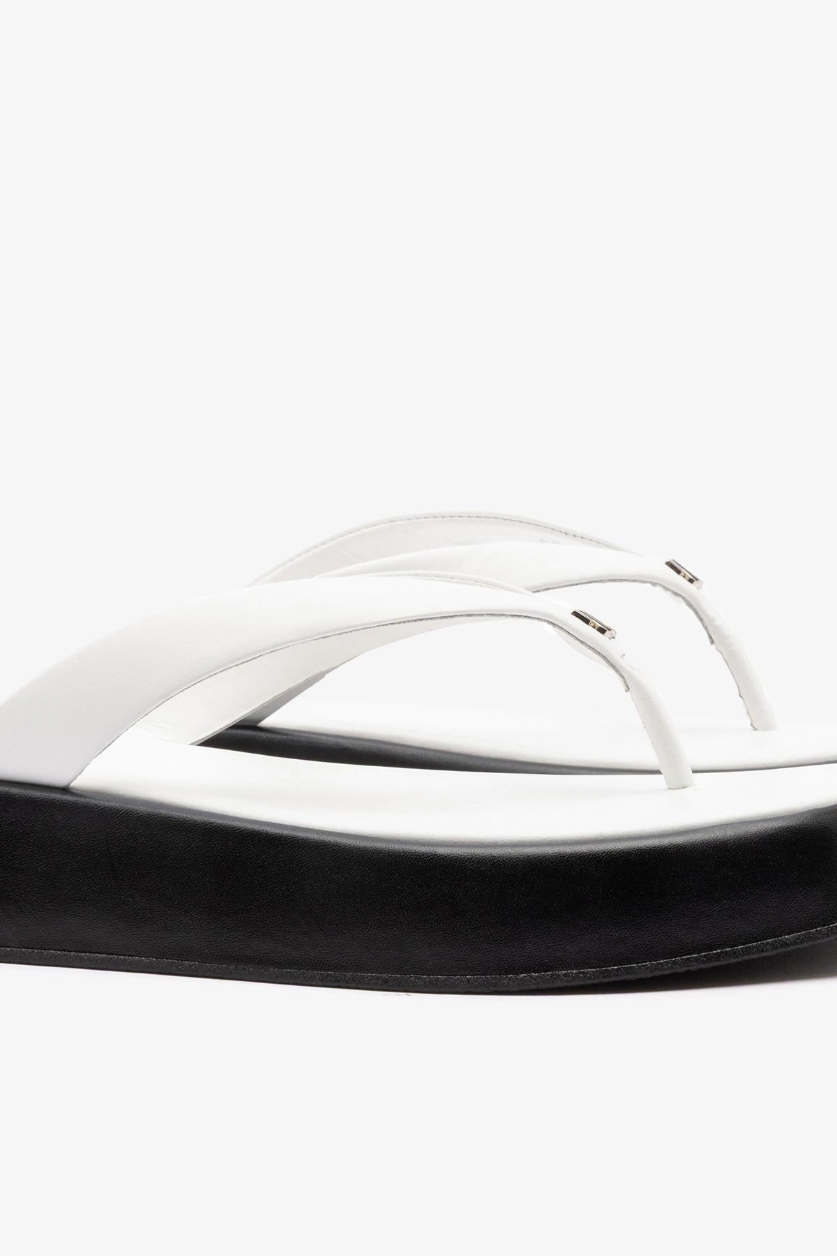 Roxy Thong Sandal Black and White Leather
