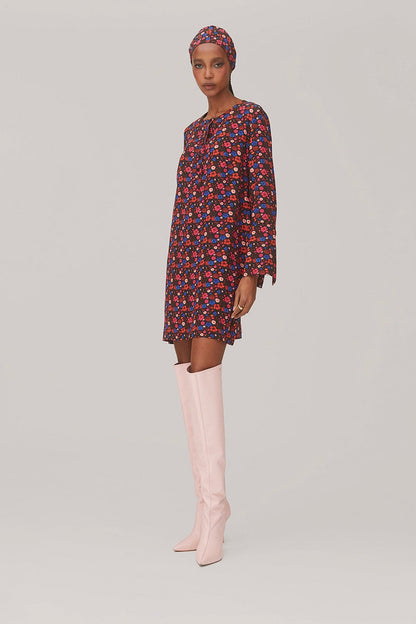 Dede Tunic Dress In Black Floral Silk