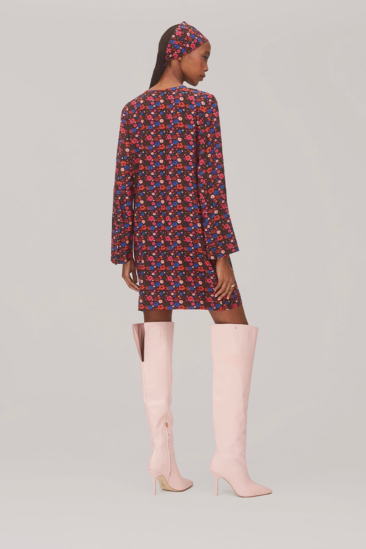 Dede Tunic Dress In Black Floral Silk