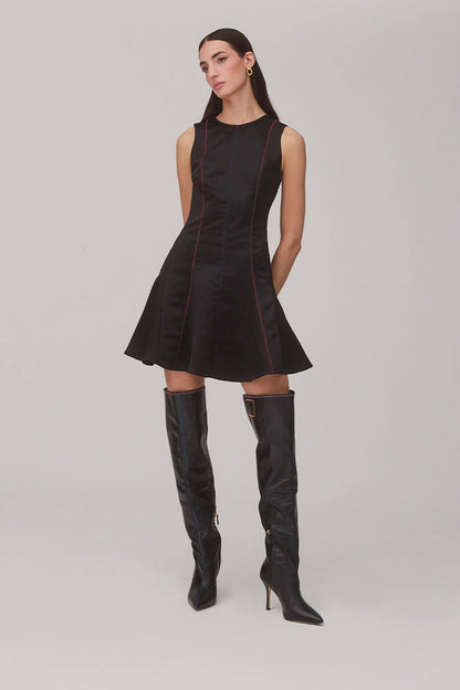 Sarah Dress In Black Satin