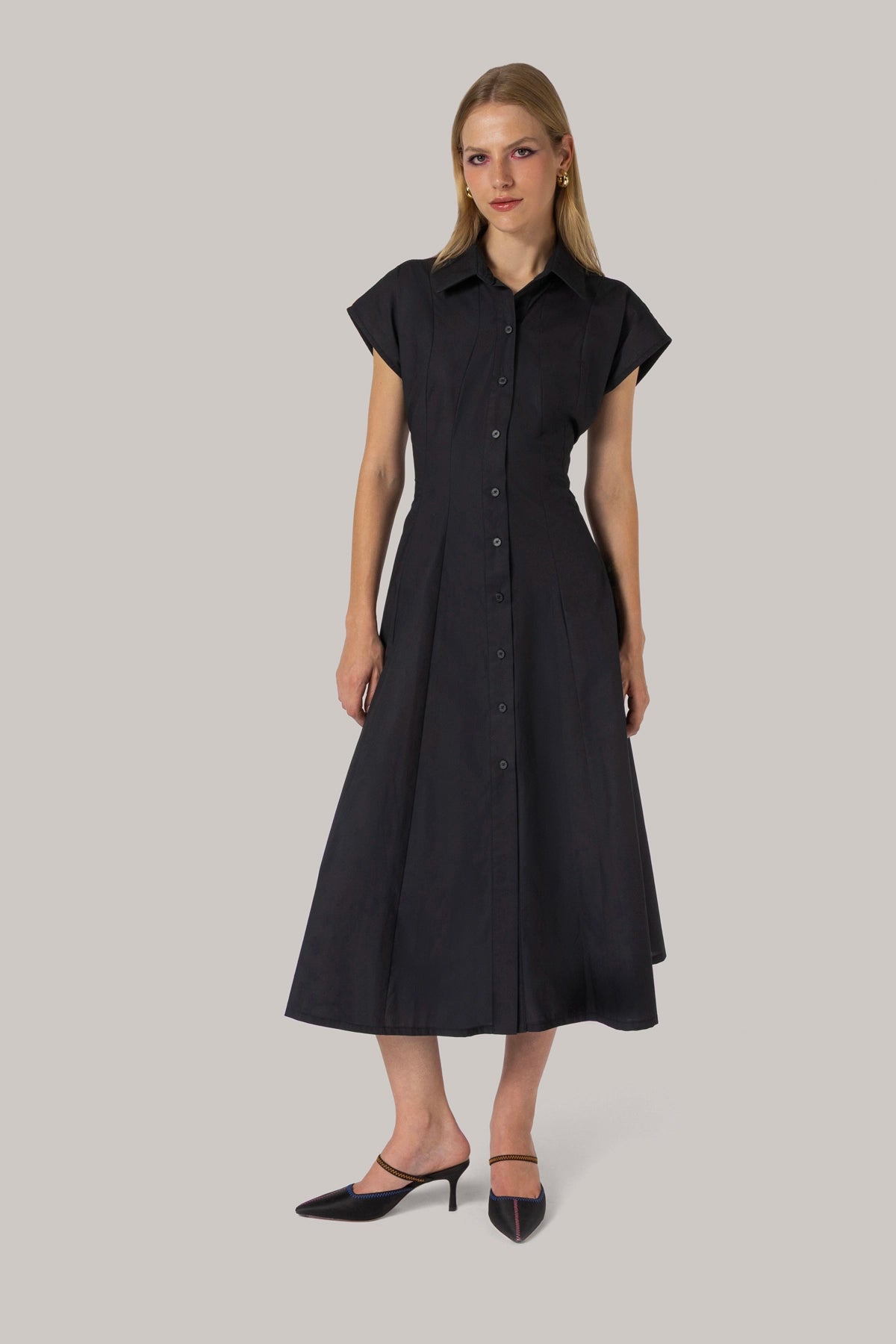 Jessica Buttondown Dress Black Percale