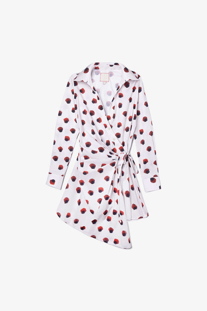 Sashi Wrap Dress White Floral Cotton