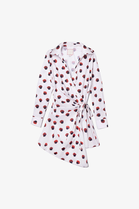 Sashi Wrap Dress White Floral Cotton