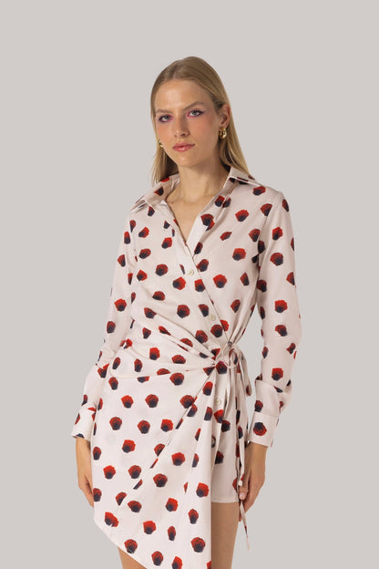 Sashi Wrap Dress White Floral Cotton