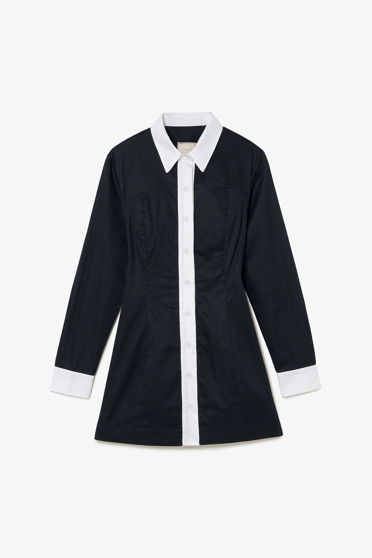 Annie Bustier Dress In Black and White Percale
