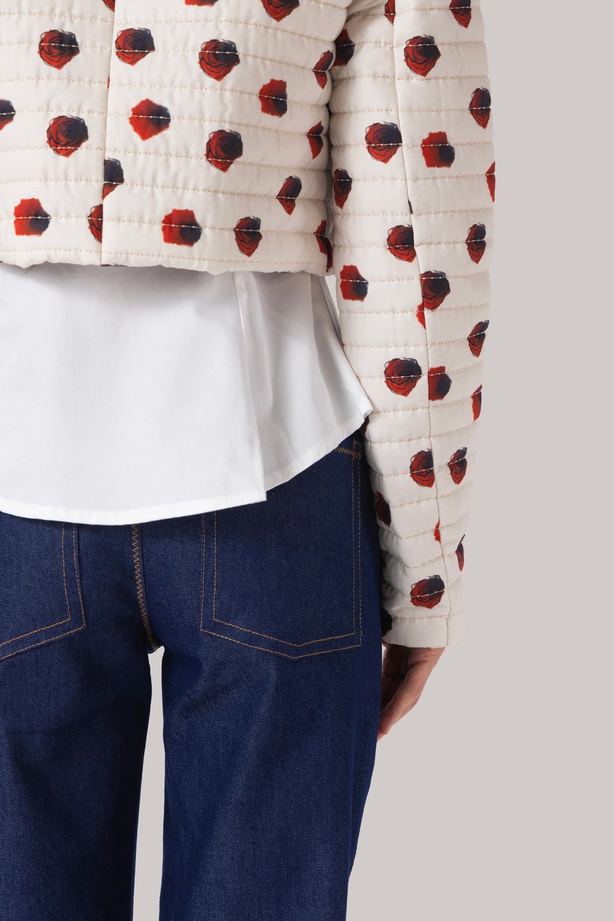 Gloria Cropped Jacket White Floral Cotton