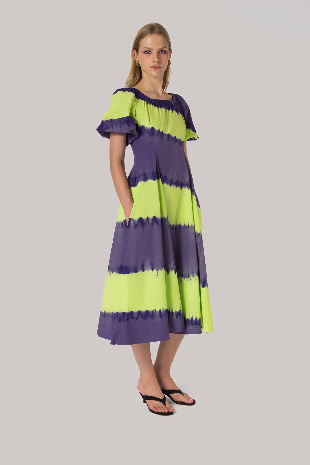 Marissa Dress Purple and Green Tie Dye Cotton